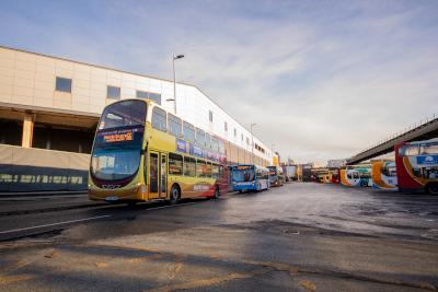 Two buses one behind each other