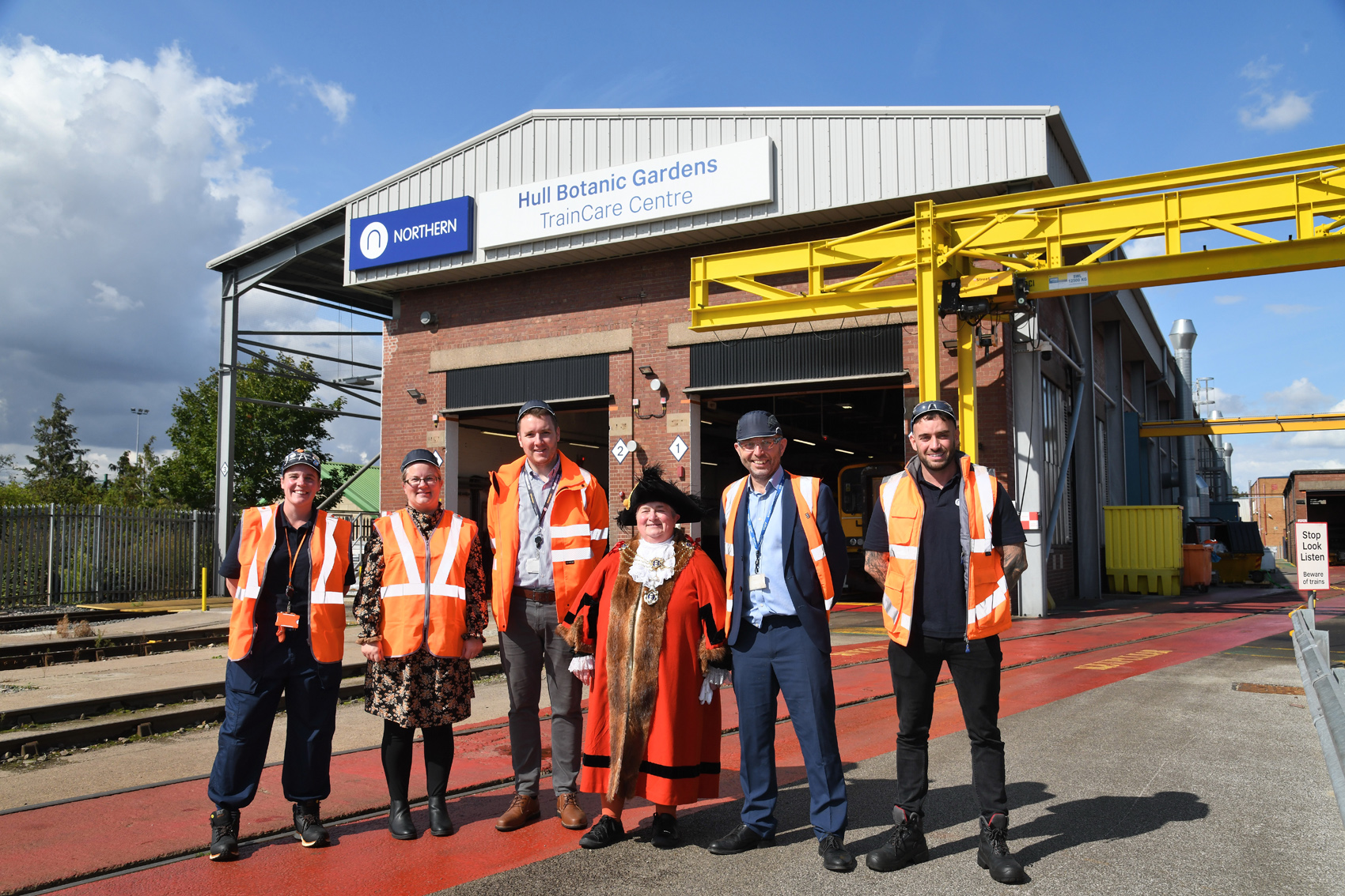 The Lord Mayor of Hull, Councillor Payne, and officers from Hull City Council touring Northern’s Botanic Gardens TrainCare Centre