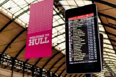 A picture of the bus screens in paragon station