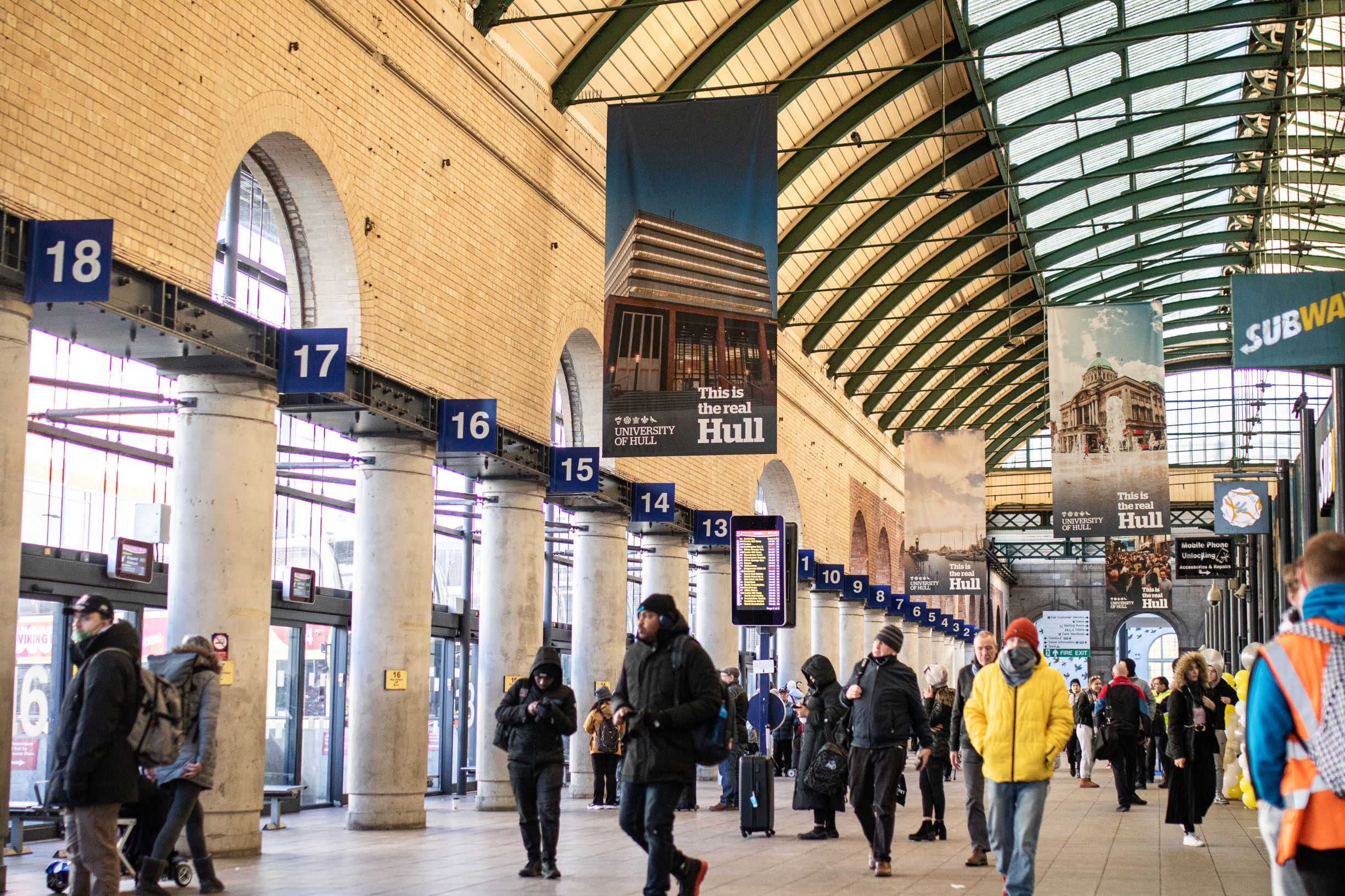 Bus passengers at Hull Paragon Interchange